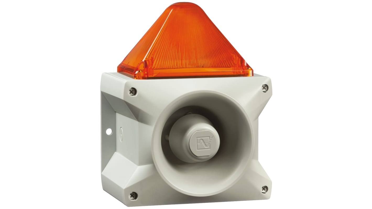 Pfannenberg PA X 10-10 Series Amber Sounder Beacon, 24 V dc, Base Mount, 110dB at 1 Metre