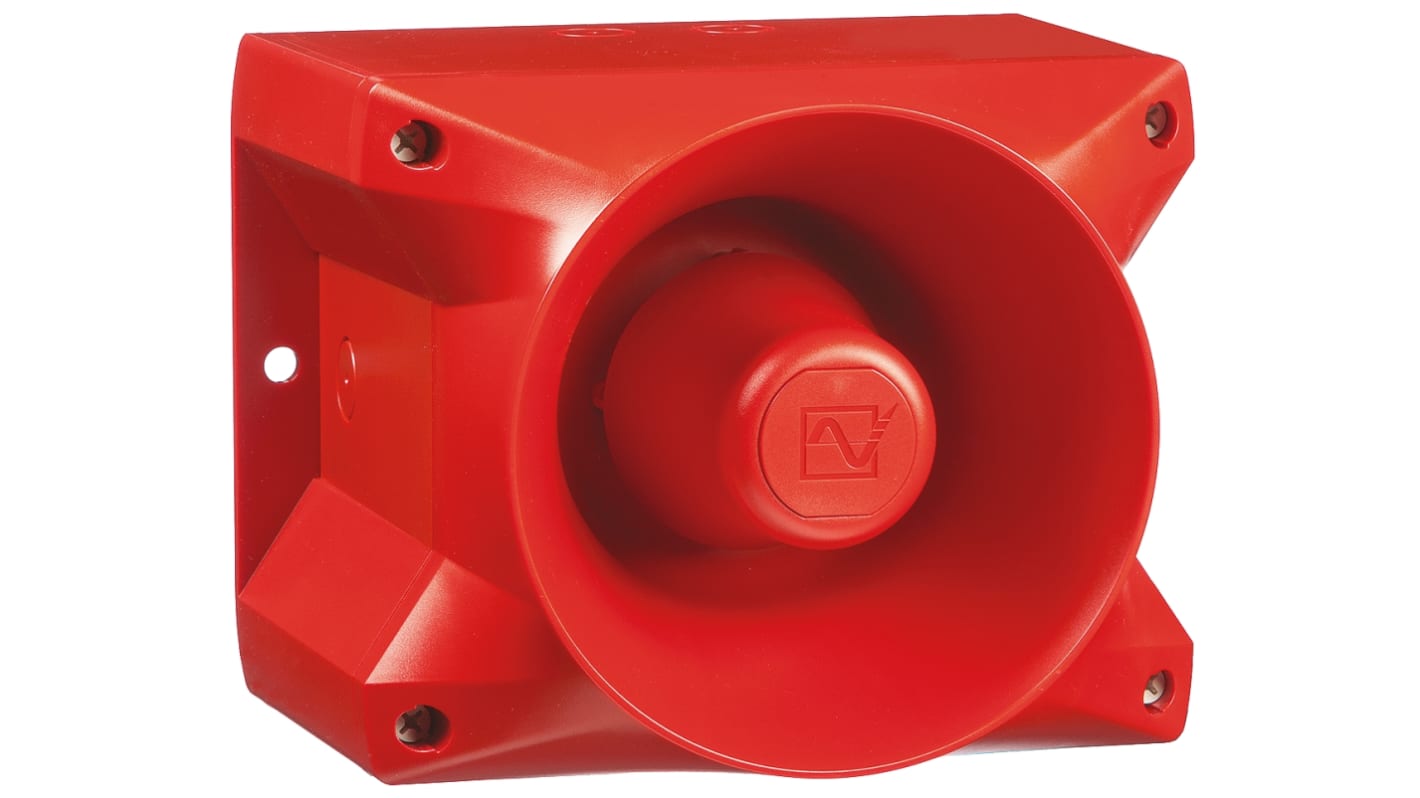 Avertisseur sonore Rouge Pfannenberg série PA 20, 24 V c.c., 120dB IP66