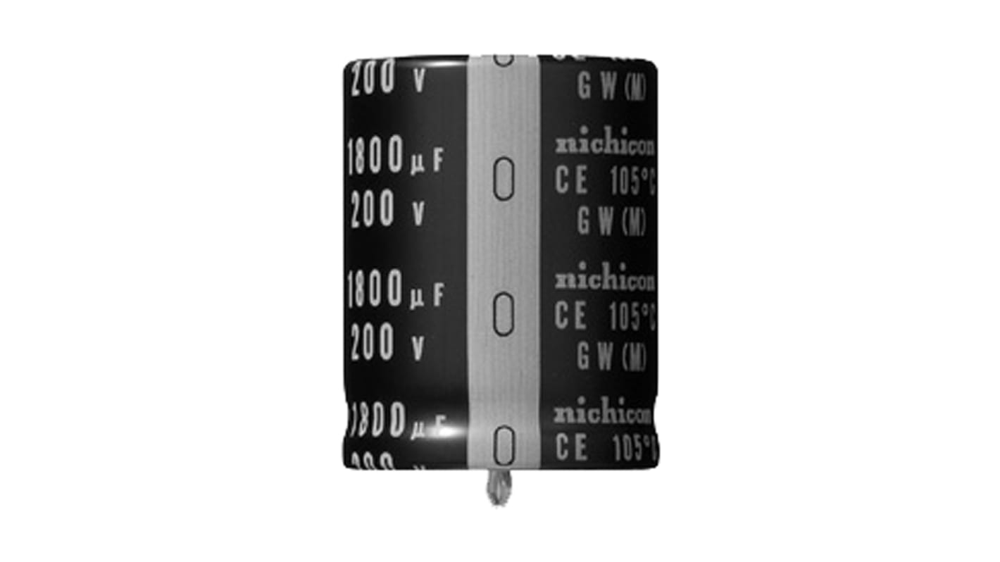 Nichicon GW Snap-In Aluminium-Elektrolyt Kondensator 1500μF ±20% / 200V dc, Ø 35mm x 35mm, bis 105°C