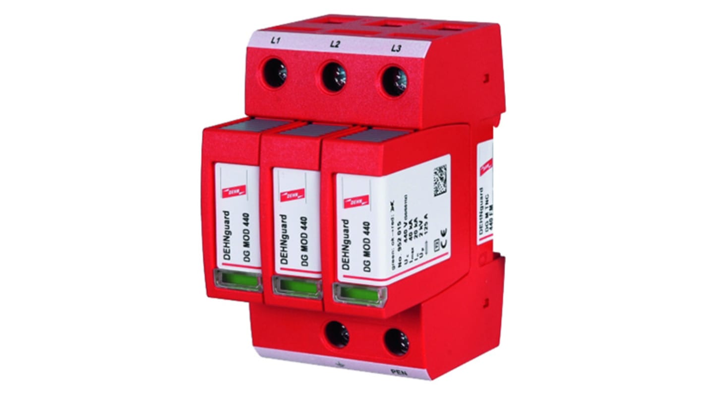 Dehn, DG Modular Surge Protector 440 V Maximum Voltage Rating 40kA Maximum Surge Current Type 2 Arrester