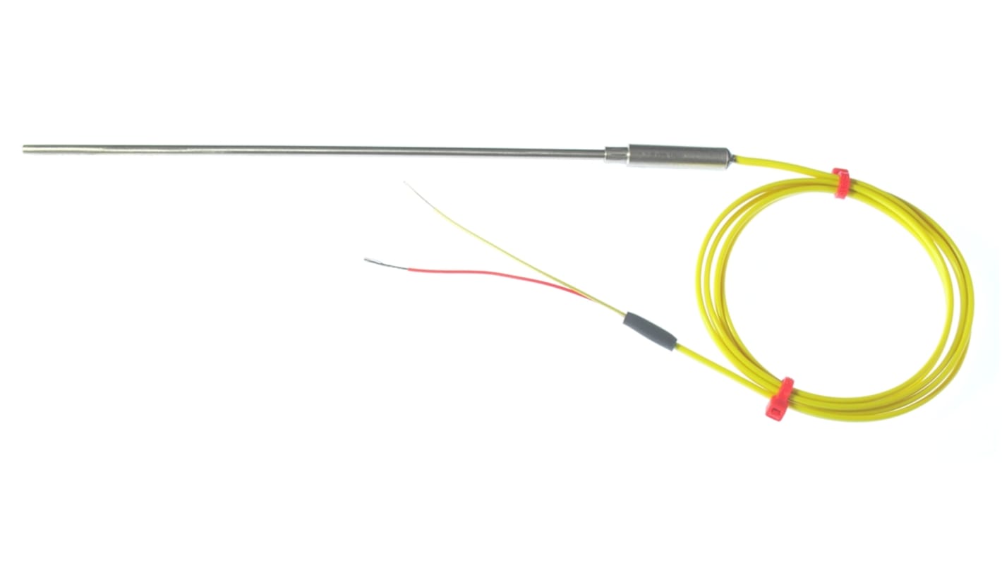 Termopar tipo K RS PRO, Ø sonda 1.5mm x 250mm, temp. máx +1100°C, cable de 1m, conexión Extremo de cable pelado