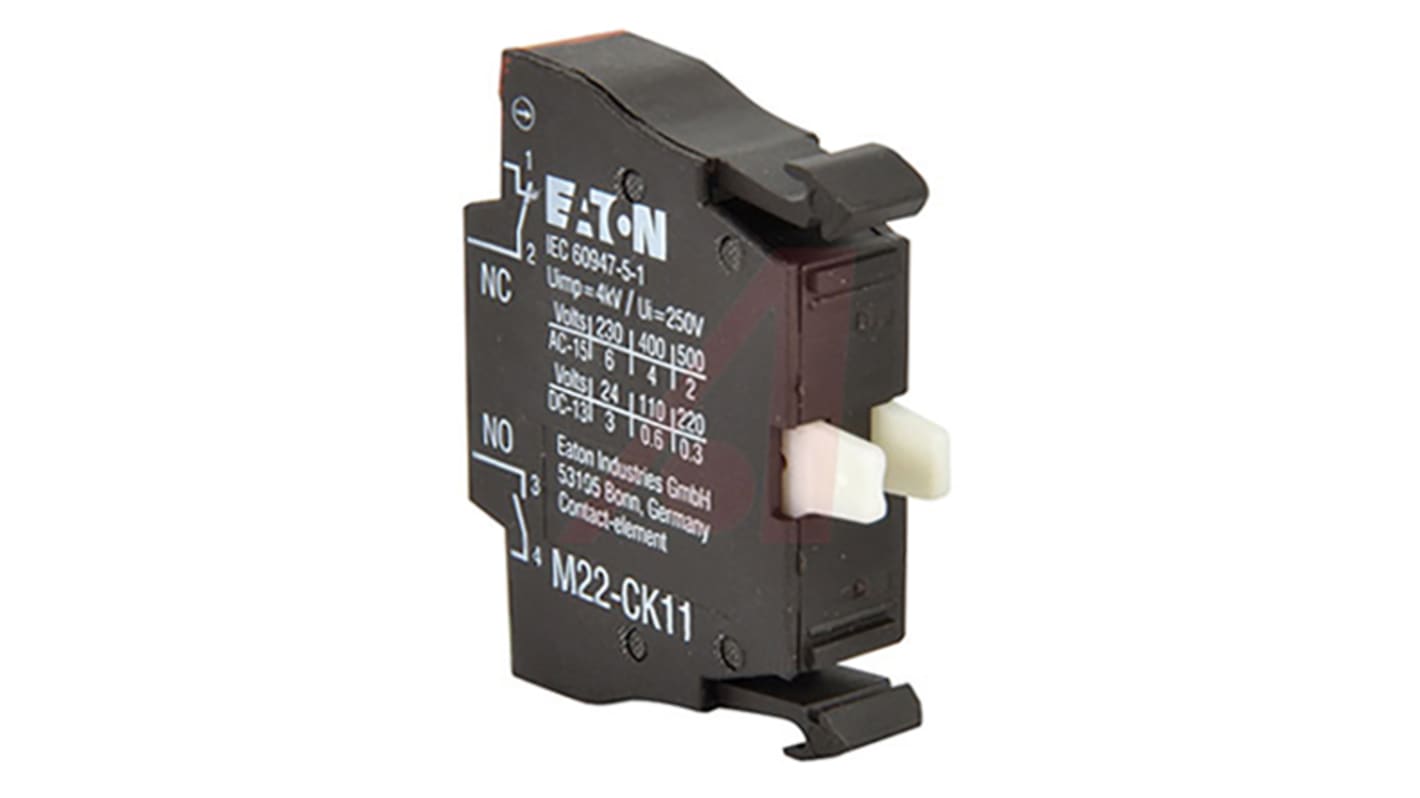 Eaton M22 Series Contact Block for Use with NZM1, 220 V dc, 240V ac, 1NO + 1NC