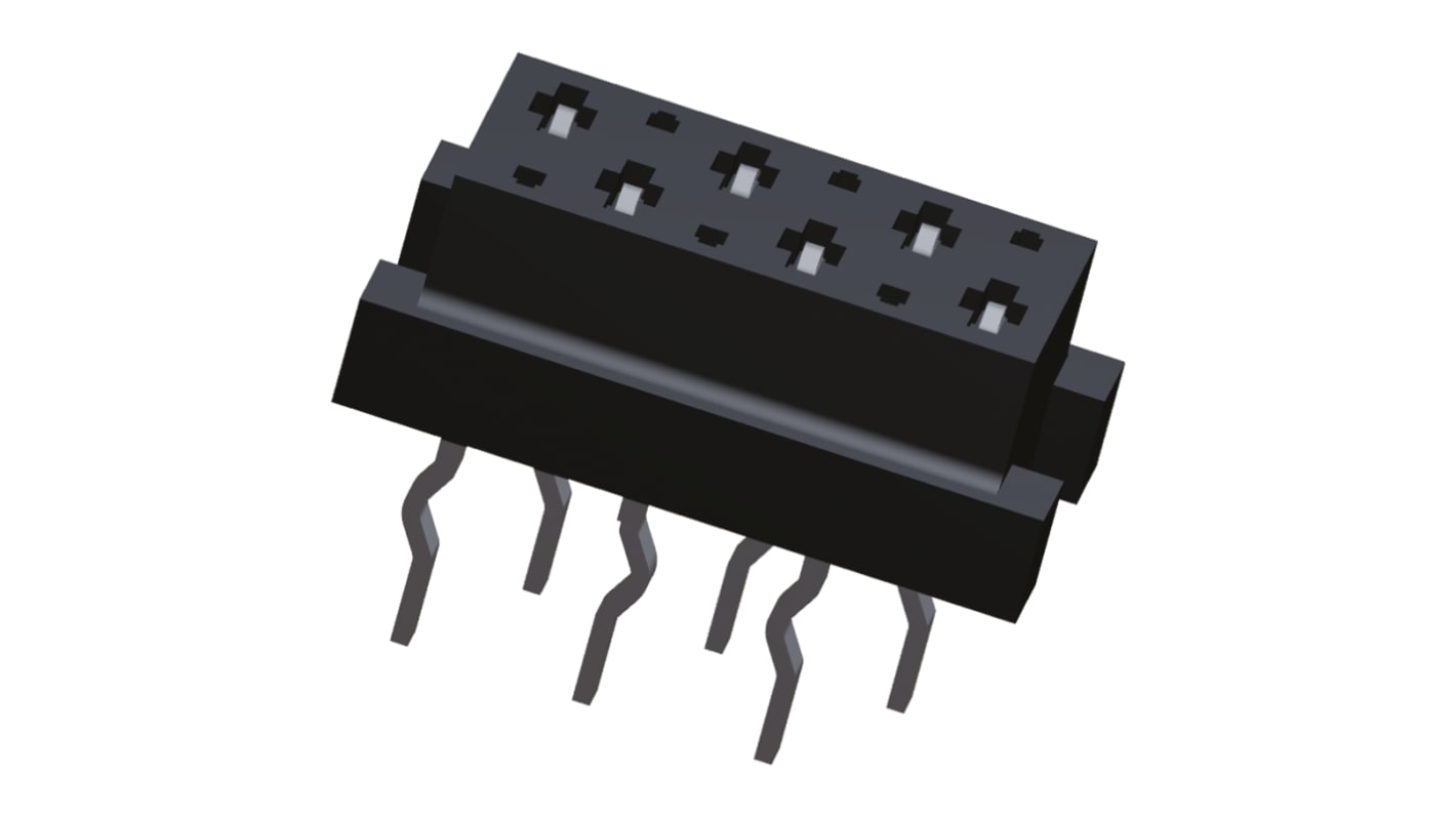 Conector hembra para PCB TE Connectivity serie Micro-MaTch, de 6 vías en 2 filas, paso 1.27mm, Montaje en orificio