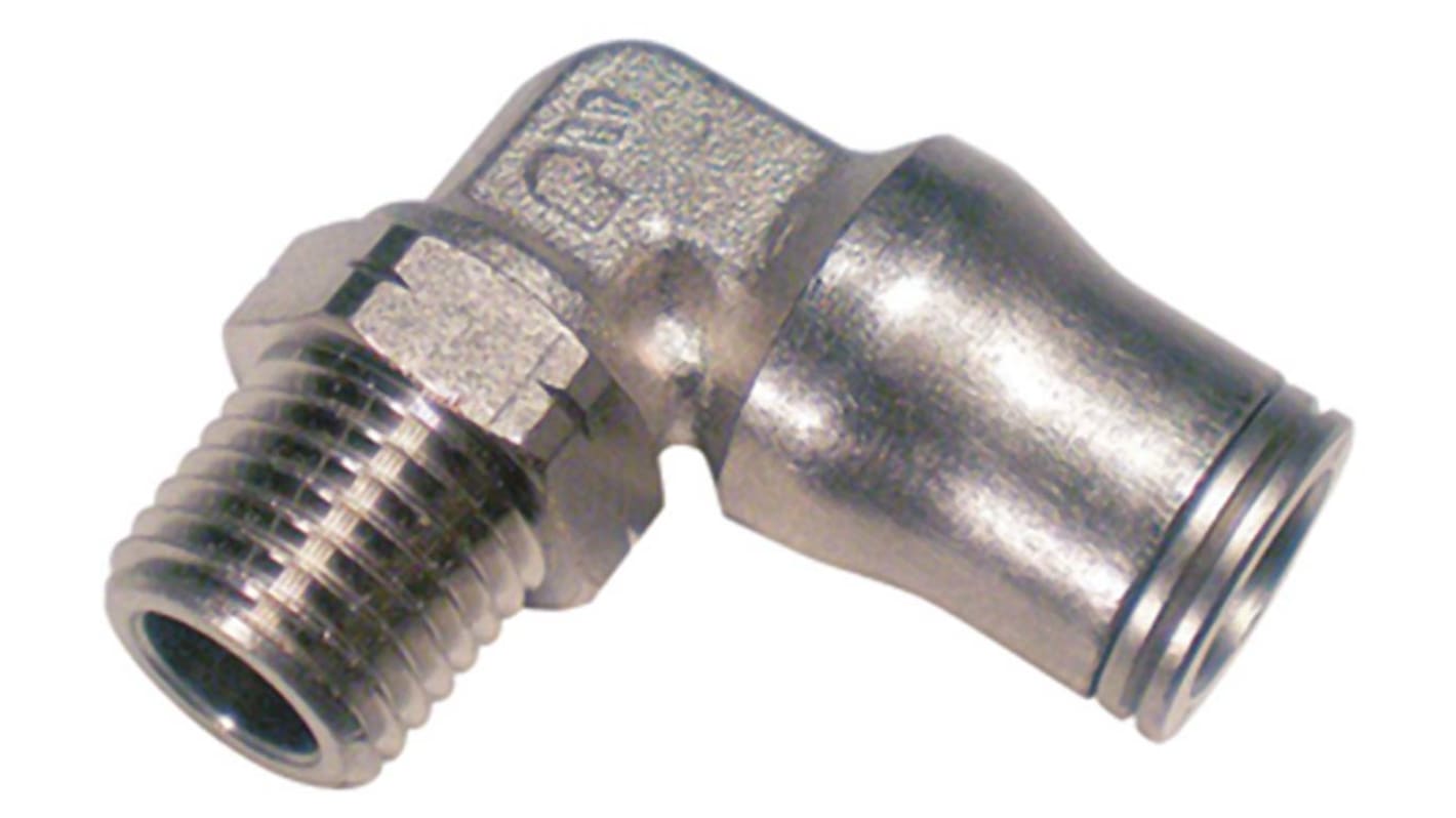 Legris LF3600 Series Elbow Threaded Adaptor, R 1/8 Male to Push In 4 mm, Threaded-to-Tube Connection Style