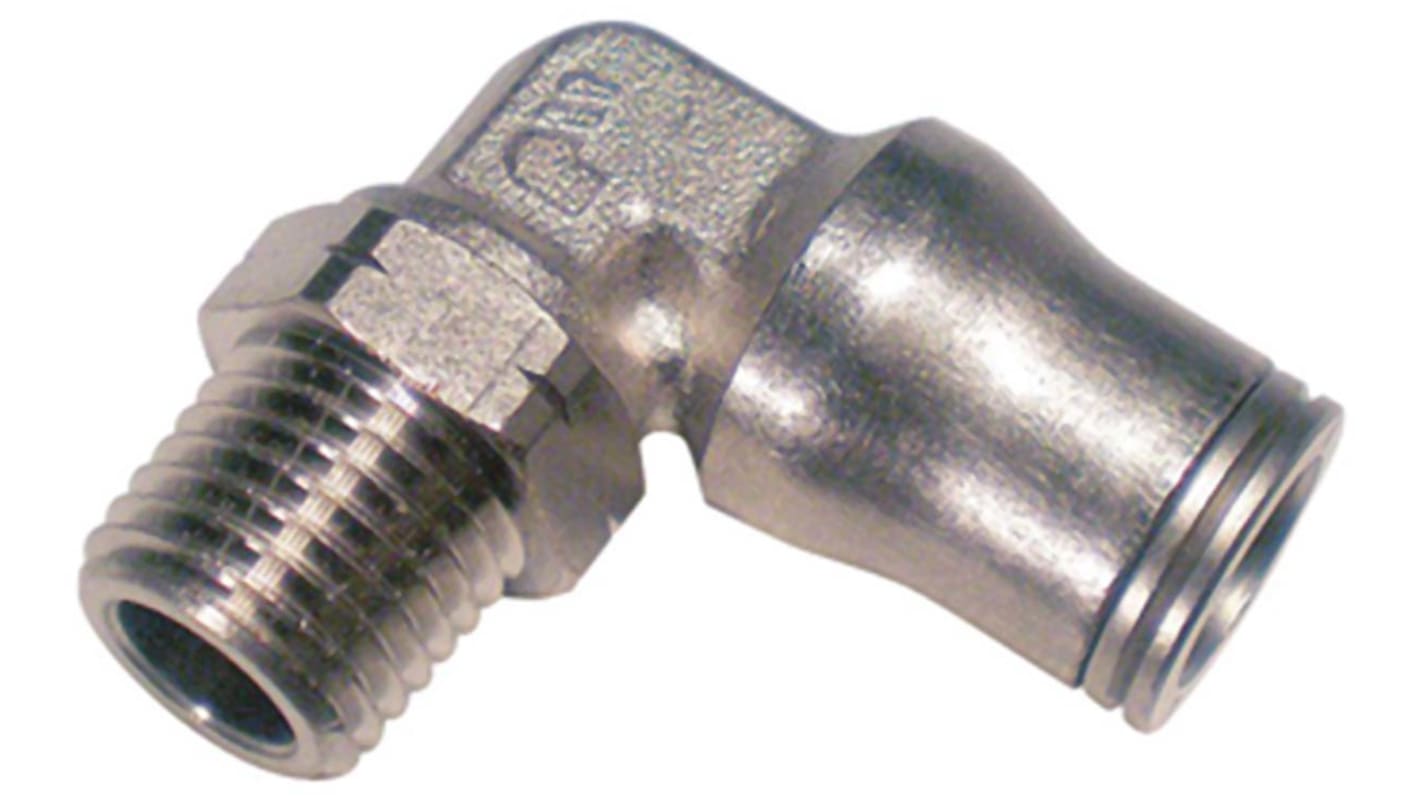 Legris LF3600 Series Elbow Threaded Adaptor, R 3/8 Male to Push In 8 mm, Threaded-to-Tube Connection Style