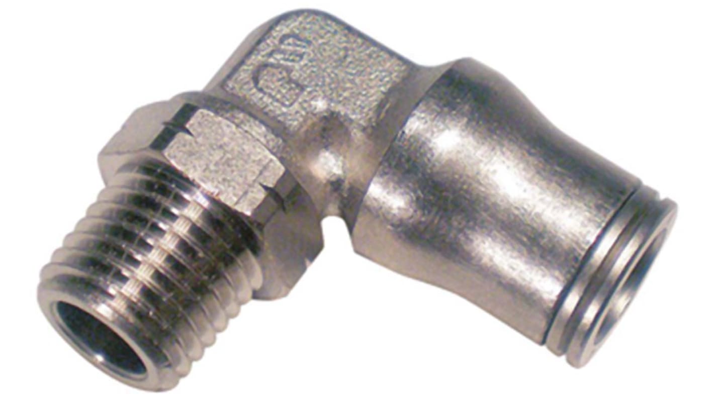 Legris LF3600 Series Elbow Threaded Adaptor, R 1/4 Male to Push In 10 mm, Threaded-to-Tube Connection Style