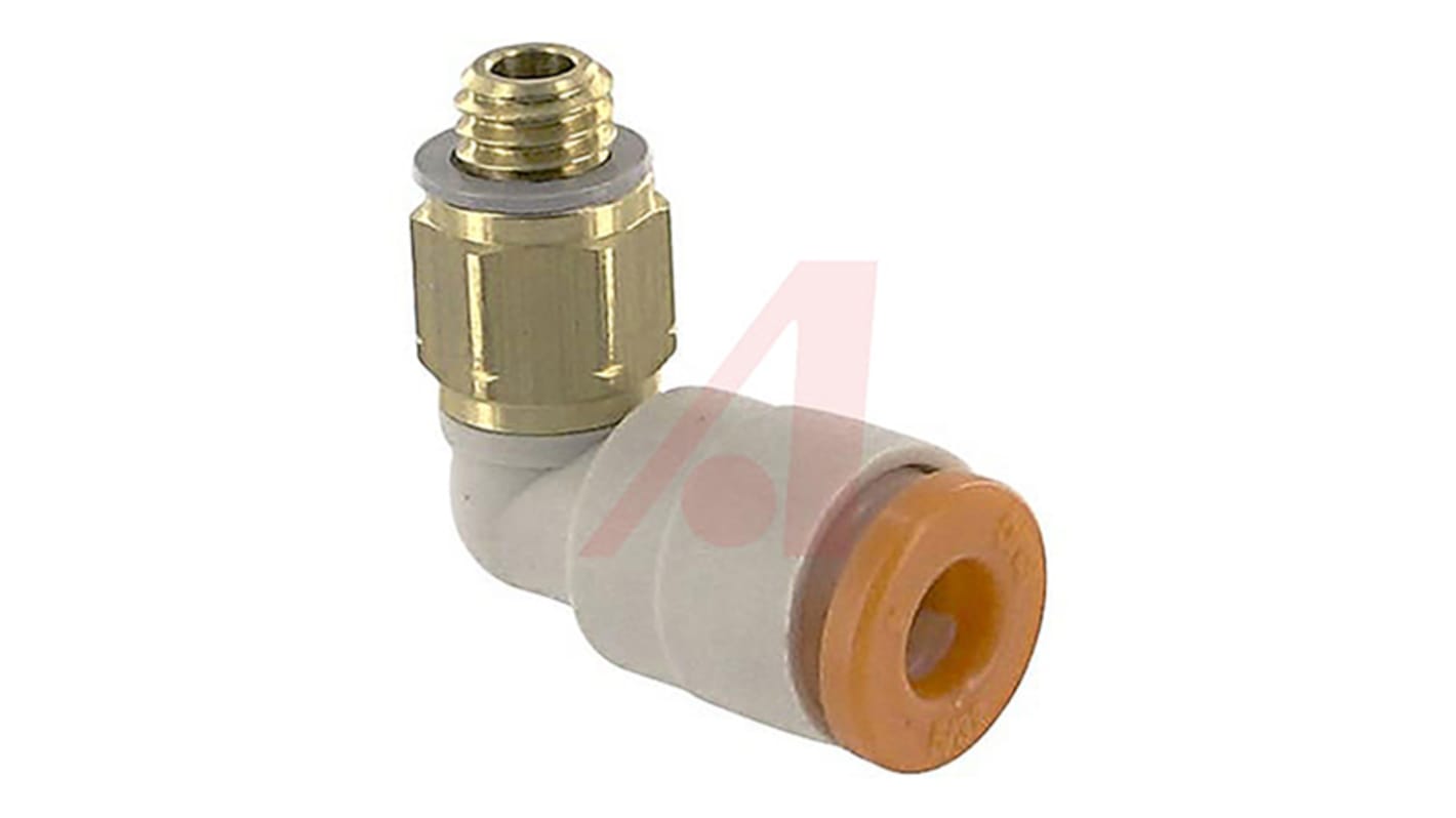 SMC KQ2 Series Elbow Threaded Adaptor, NPT 1/8 Male to Push In 5/32 in, Threaded-to-Tube Connection Style