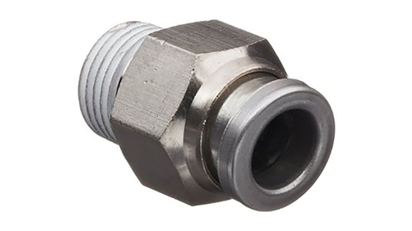 SMC KQB2 Series Threaded-to-Tube, NPT 1/8 to Push In 1/4 in, Threaded-to-Tube Connection Style