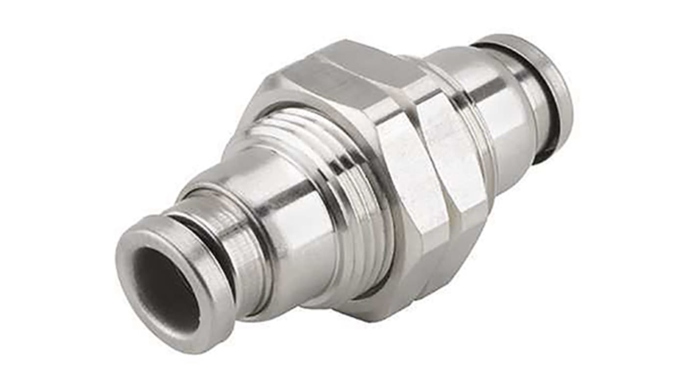 SMC KQG2 Series Bulkhead Tube-to-Tube Adaptor, Push In 1/4 in to Push In 1/4 in, Tube-to-Tube Connection Style