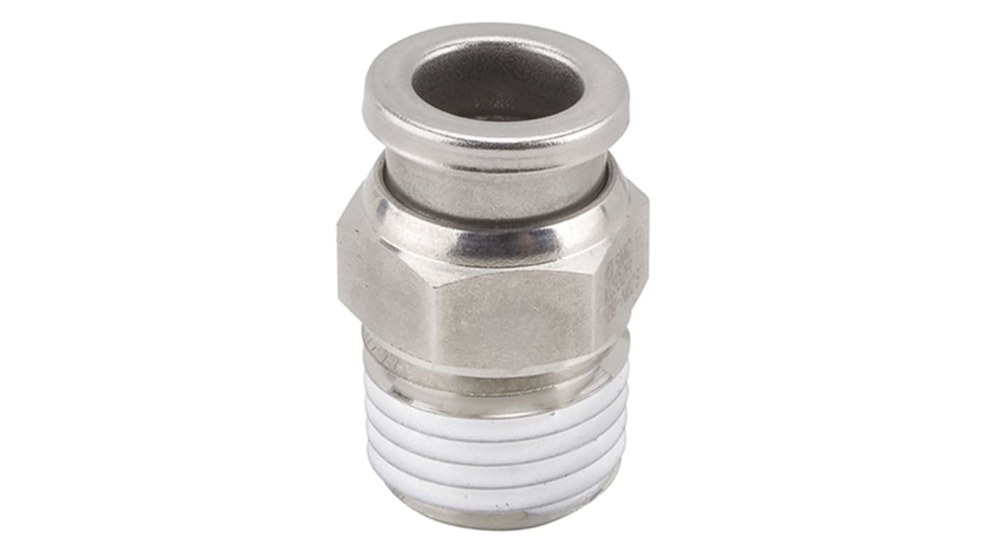 SMC KQG2 Series Straight Threaded Adaptor, NPT 1/8 Male to Push In 1/8 in, Threaded-to-Tube Connection Style