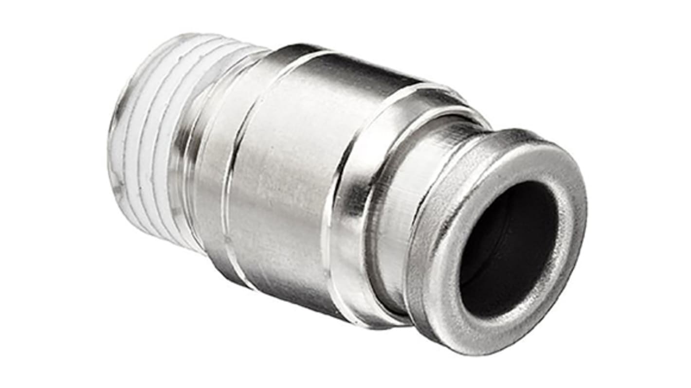SMC KQG2 Series Straight Threaded Adaptor, NPT 1/8 Male to Push In 1/4 in, Threaded-to-Tube Connection Style