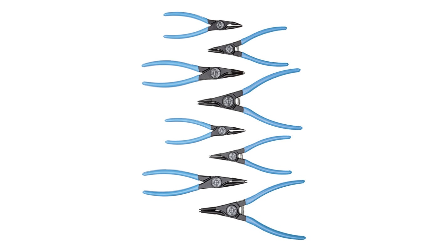 Gedore 8-Piece Circlip Plier Set, Angled, Straight Tip, 300 mm Overall