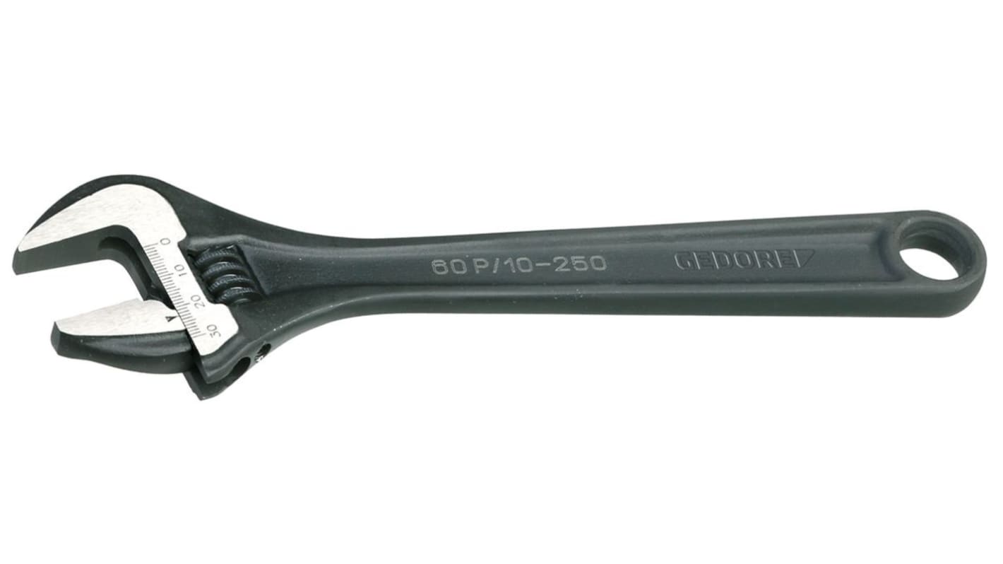 Gedore Adjustable Spanner, 255 mm Overall, 30mm Jaw Capacity, Metal Handle