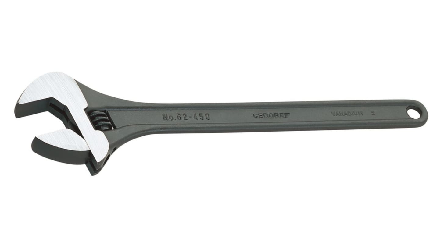 Gedore Adjustable Spanner, 455 mm Overall, 53mm Jaw Capacity, Metal Handle