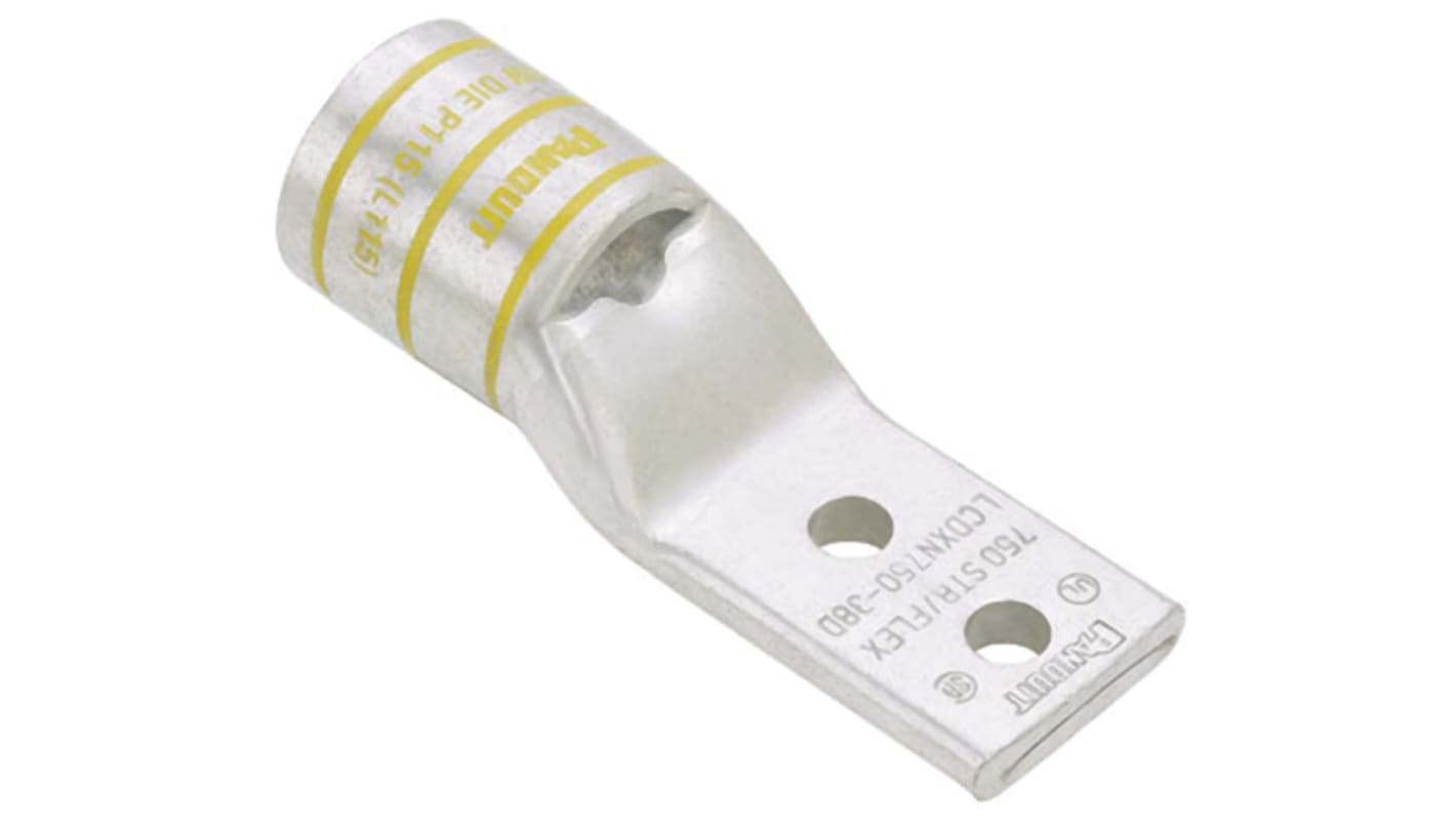 Panduit, LCDXN Uninsulated Ring Terminal, 3/8in Stud Size, Silver