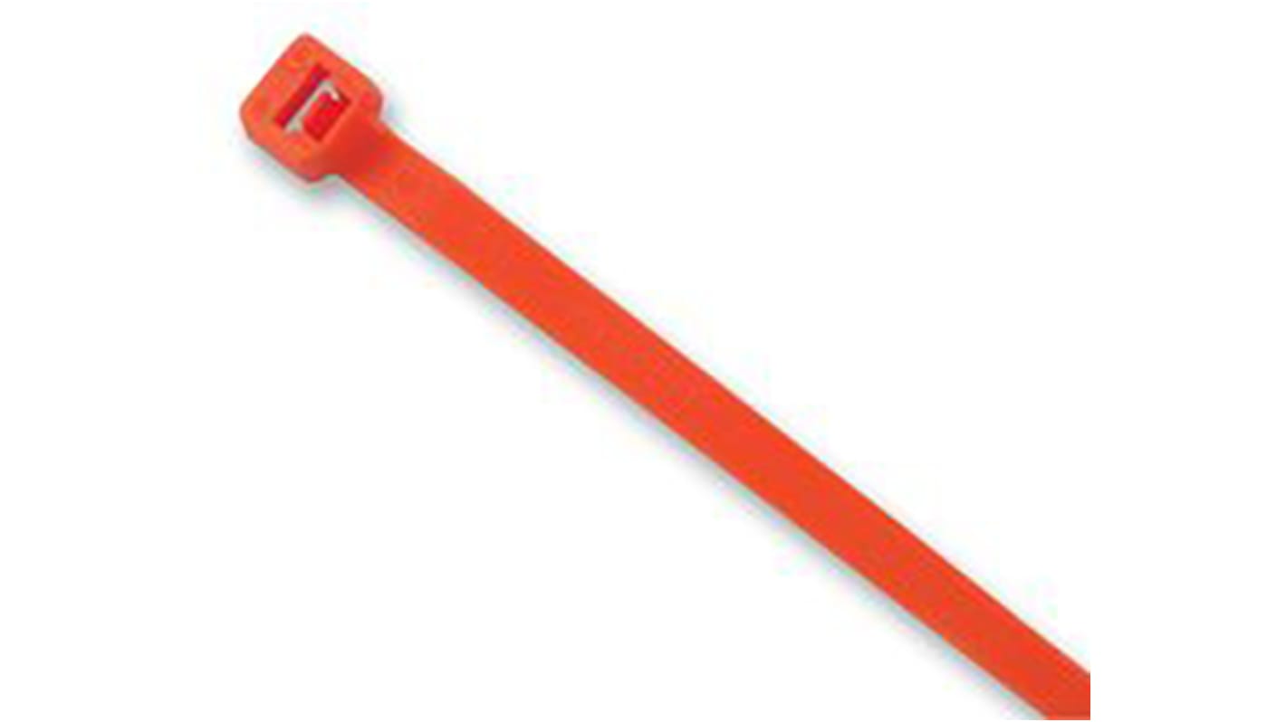 Panduit Cable Tie, Pan Ty, 203mm x 3.6 mm, Fluorescent Orange Nylon, Pk-1000