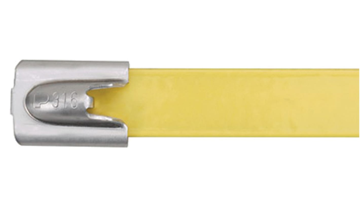 Panduit Cable Tie, Locking Cable Tie, 201mm x 7.9 mm, Yellow Stainless Steel, Pk-50