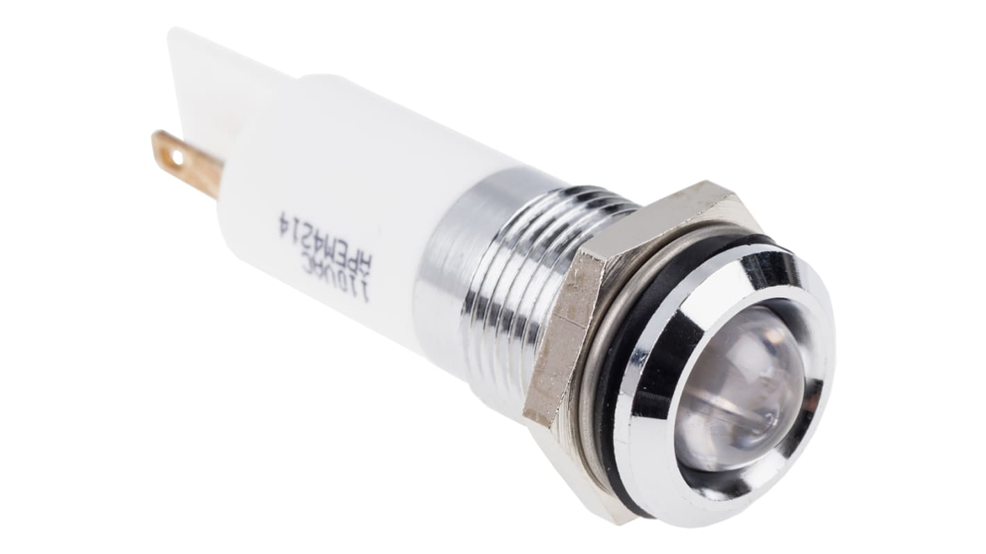 Voyant LED lumineux  Blanc RS PRO, dia. 14mm, 110V c.a., IP67