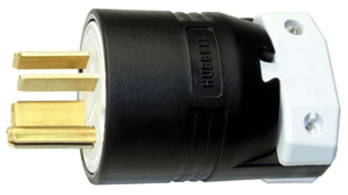 Clavija Hubbell de 3P de color Negro, para EE.UU., 250 V, 50A, Montaje de Cable