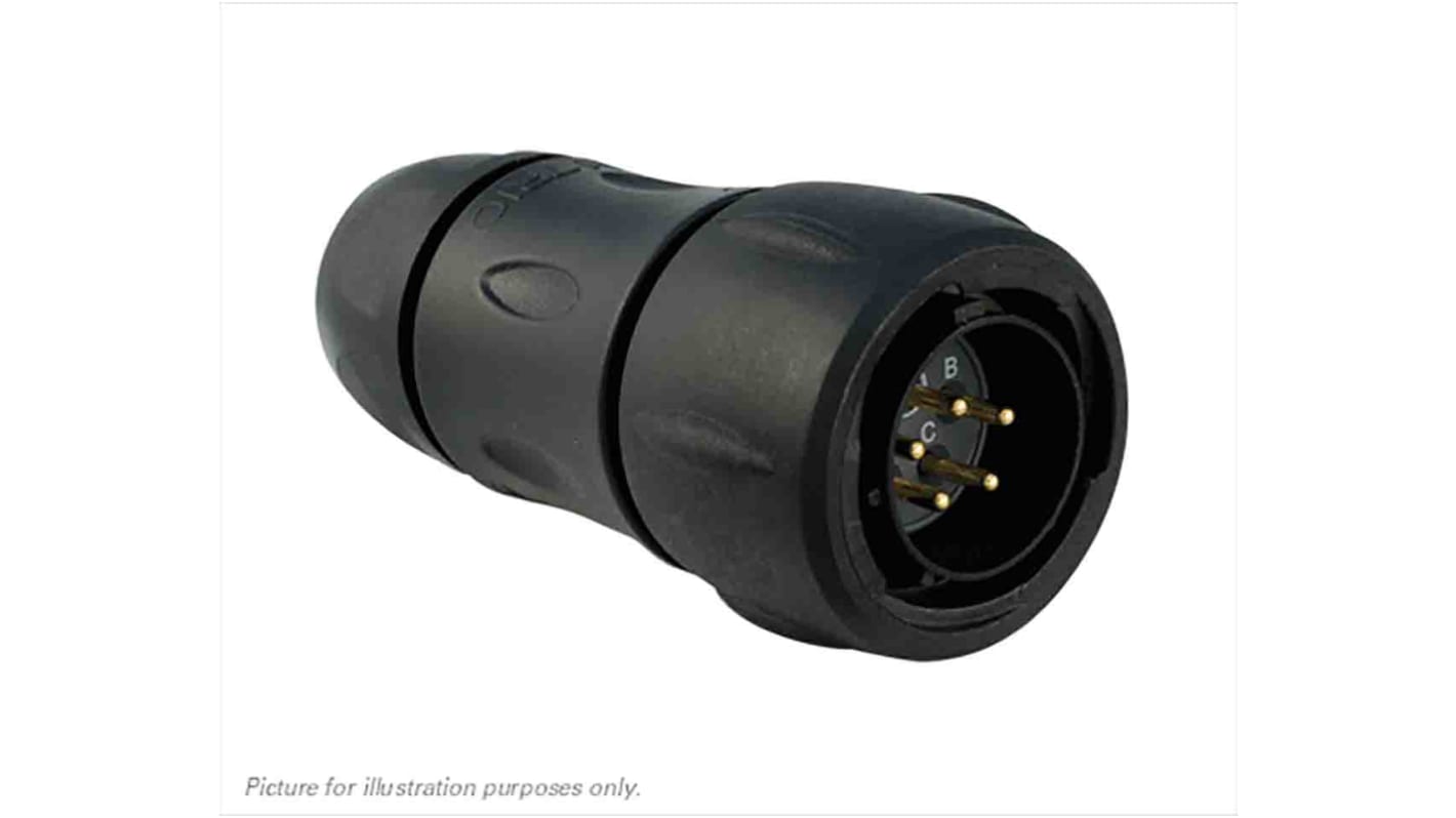 Souriau Circular Connector, 5 Contacts, Cable Mount, Male, IP68, IP69K, UTS Series