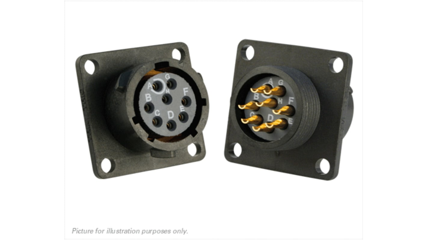 Souriau Sunbank by Eaton, UTS 8 Way Flange Mount MIL Spec Circular Connector Receptacle, Socket Contacts,Shell Size 12,