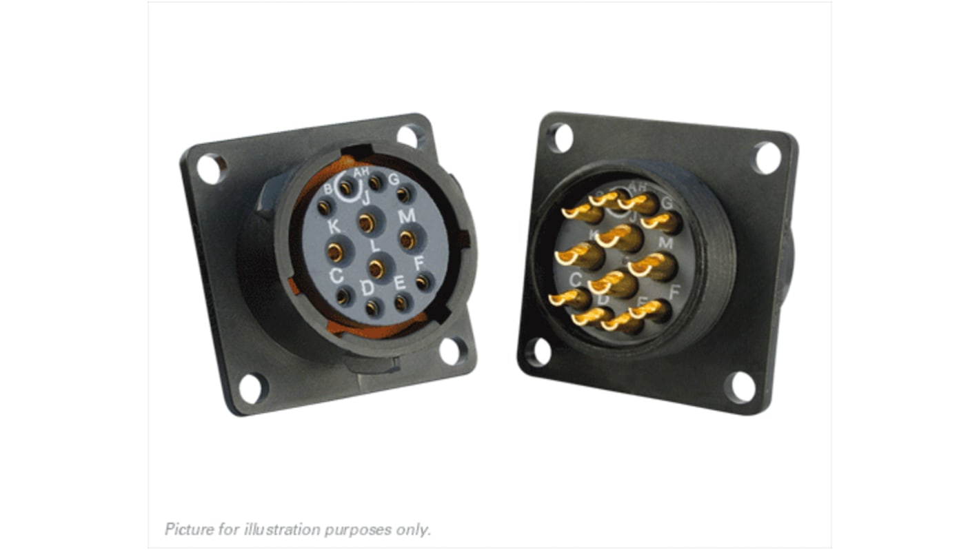 Connecteur cylindrique Femelle, 12 Contacts, Femelle, Souriau Sunbank by Eaton, A souder