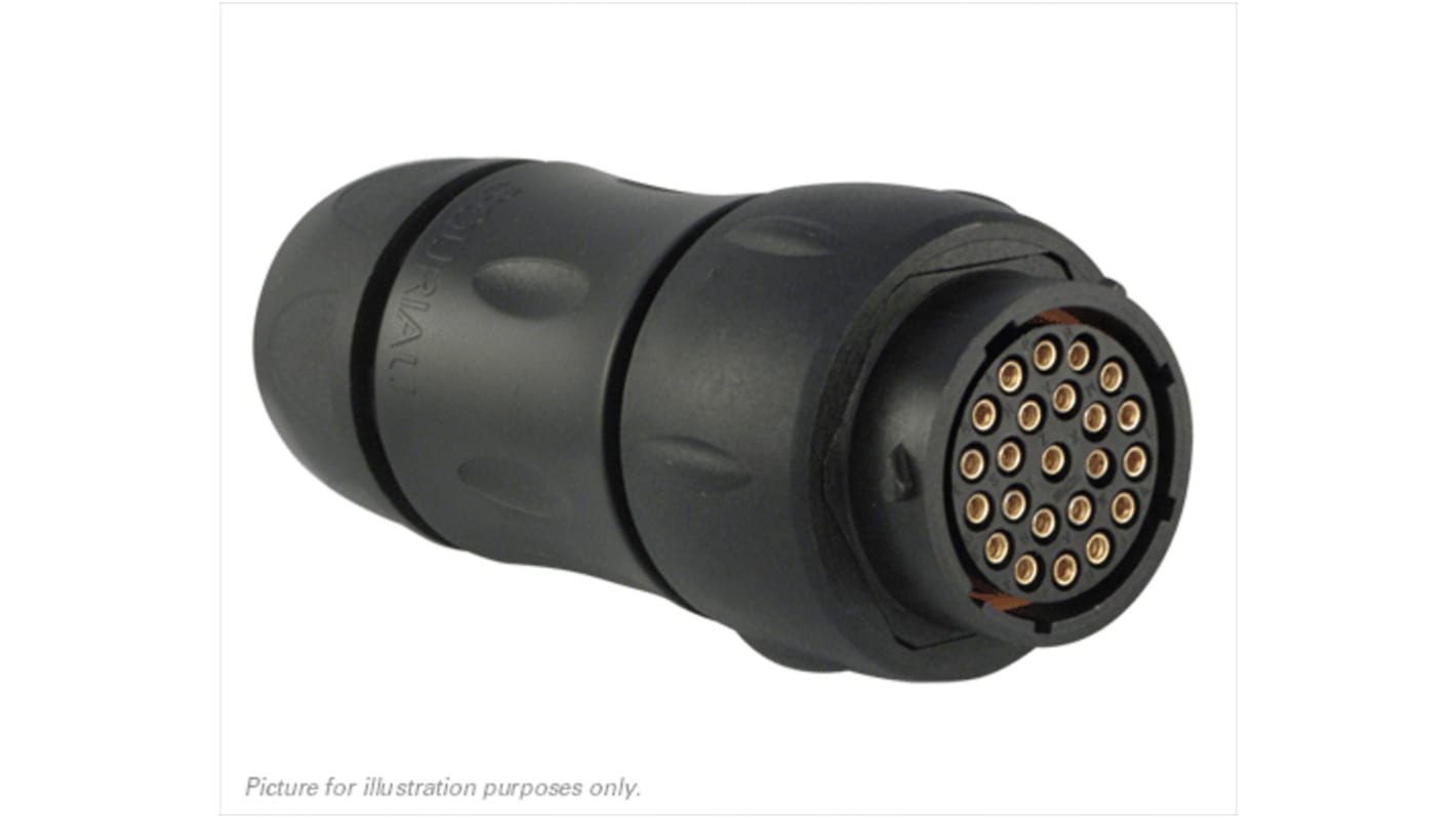 Souriau Connector, 23 Contacts, In-line, Plug, Male, IP68, IP69K, UTS Series