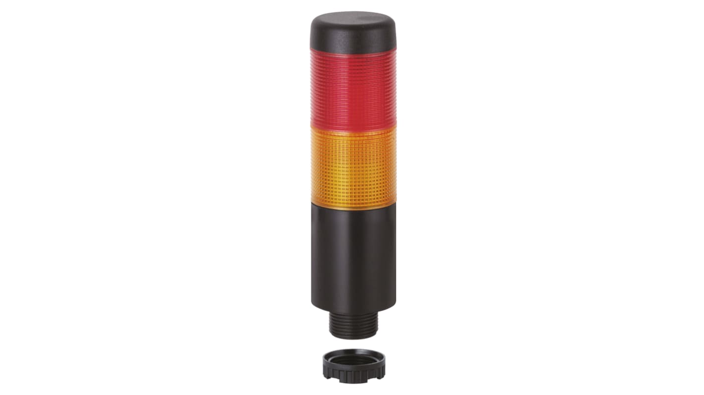 Werma Kompakt Series Red/Yellow Signal Tower, 2 Lights, 24 V ac/dc, Base Mount