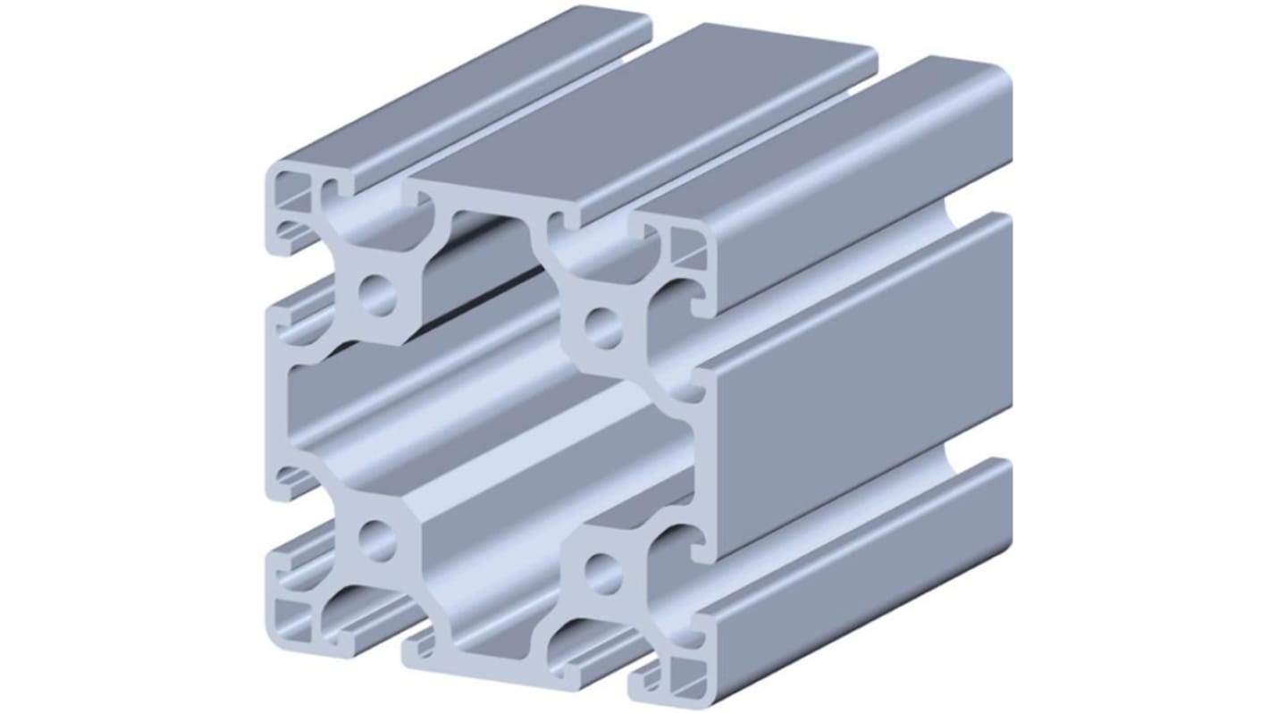 Perfil de Aluminio Plateado, perfil de 80 x 80 mm x 3000mm de longitud