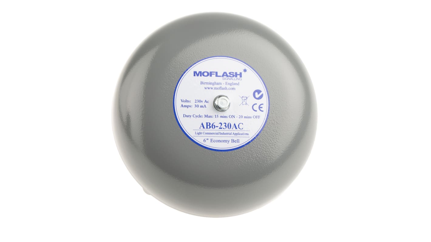 Moflash AB6 Sirene IP44 230 V 100dB Grau, Ø 167 mm