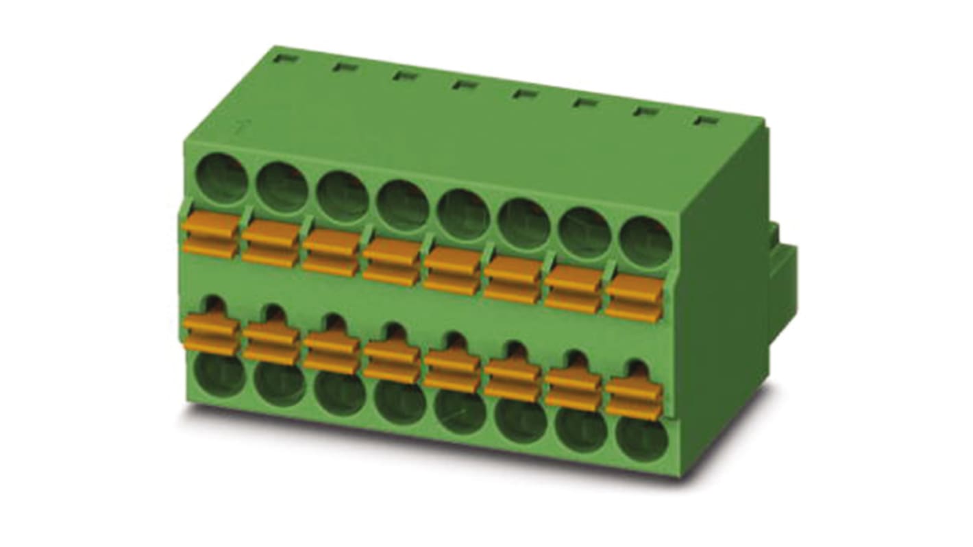 Borne enchufable para PCB Hembra Phoenix Contact de 4 vías, paso 3.5mm, 8A, de color Verde, montaje de cable,