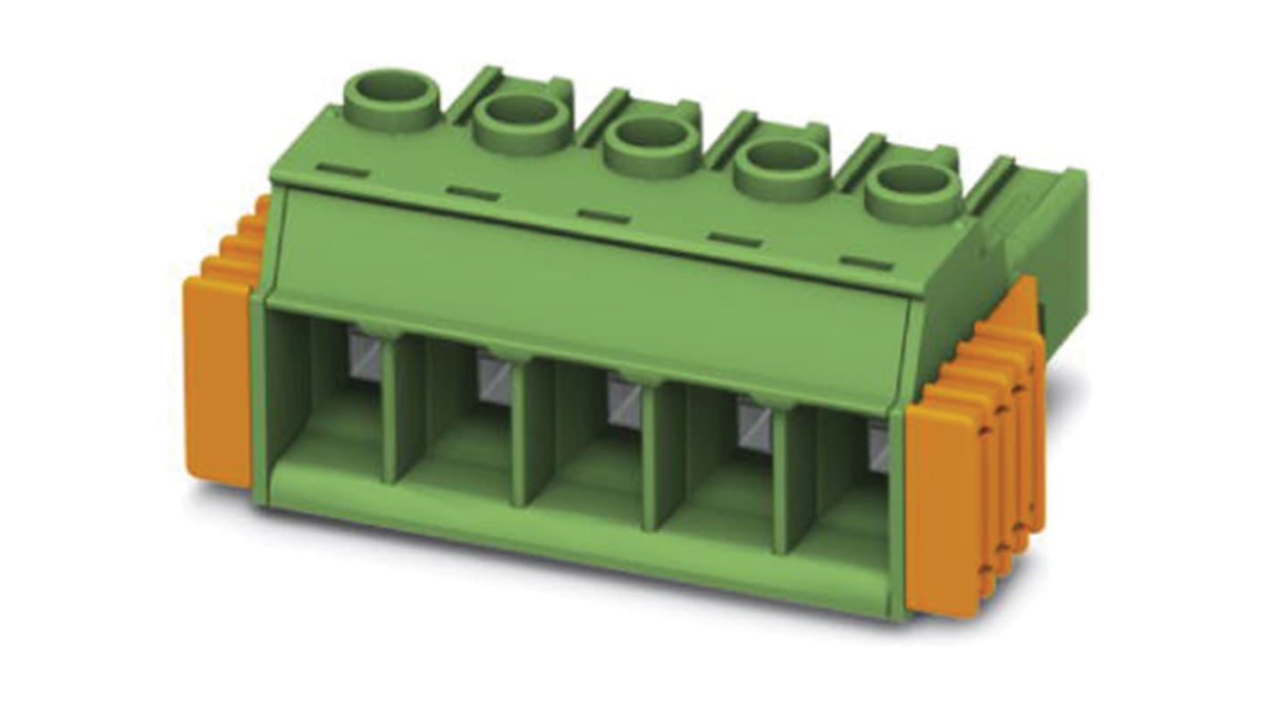 Borne enchufable para PCB Hembra Phoenix Contact de 12 vías, paso 7.62mm, 41A, de color Verde, terminación Tornillo