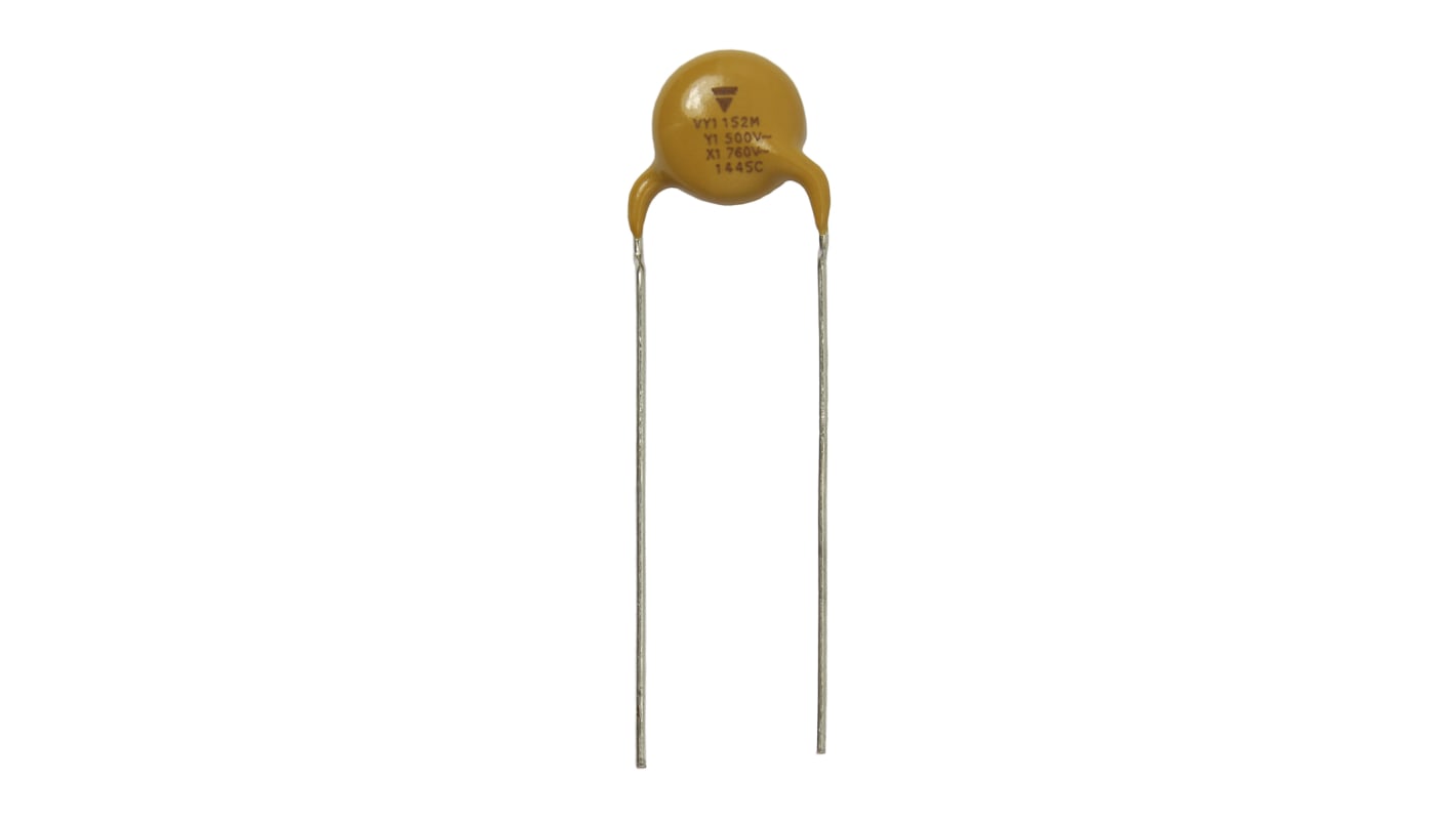 Vishay Single Layer Ceramic Capacitor (SLCC) 470pF 300V ac ±10% Y5S Dielectric, VY2, Radial +125°C Max Op. Temp.