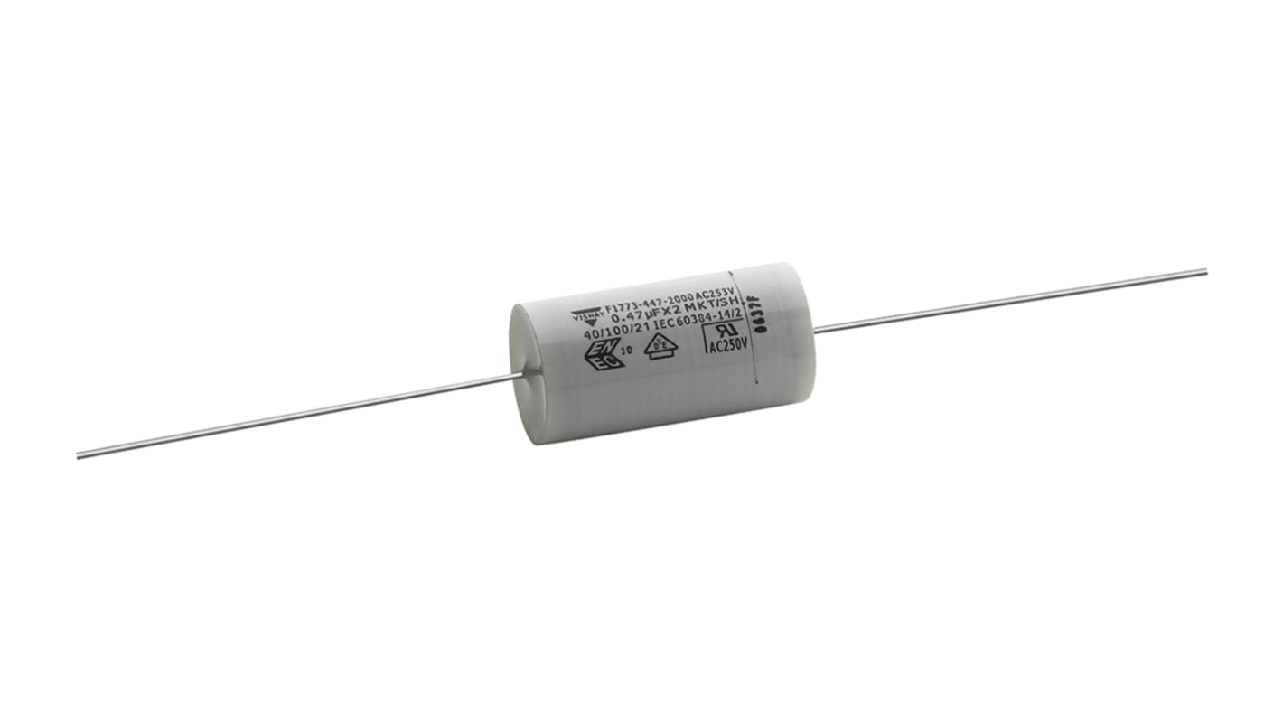 Vishay V430-P Polyester Capacitor PET, 600V dc, ±10%, 220nF, Through Hole