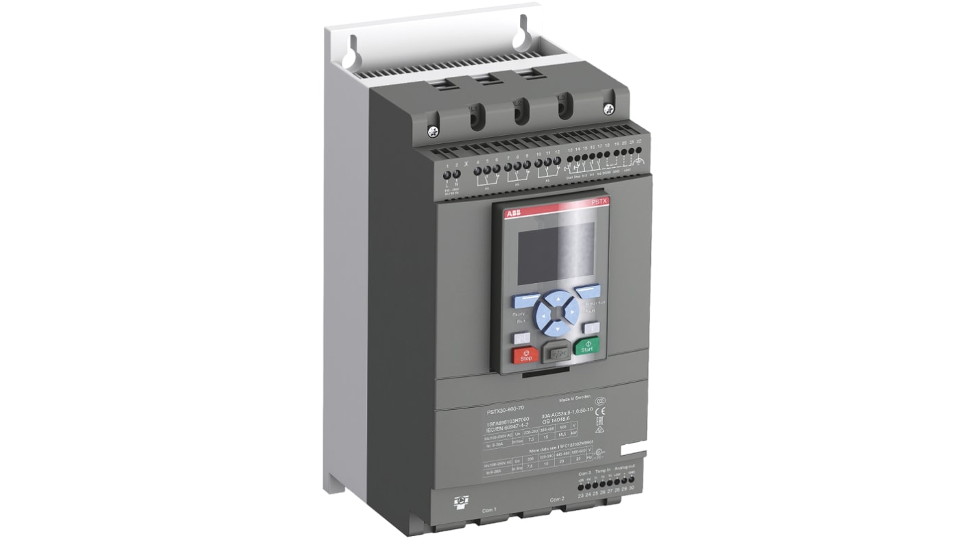 ABB 3 Phase Soft Starter - 124 (Inside Delta) A, 72 (Inline) A Current Rating, PSTX Series, 37 kW Power Rating, 100