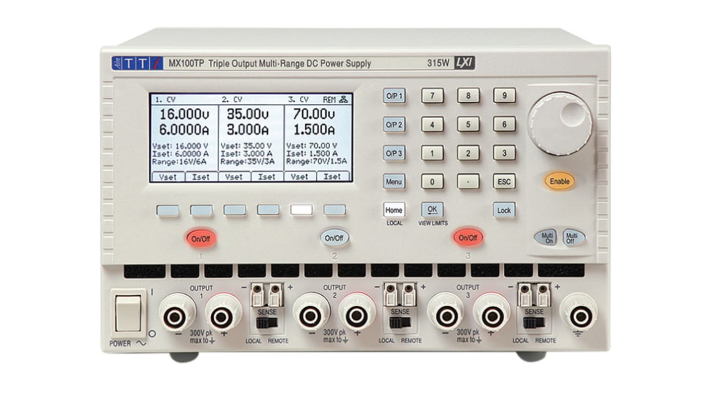 Fuente de alimentación Aim-TTi MX100TP, 3 salidas, 0 → 16V, 0 → 3A, 315W