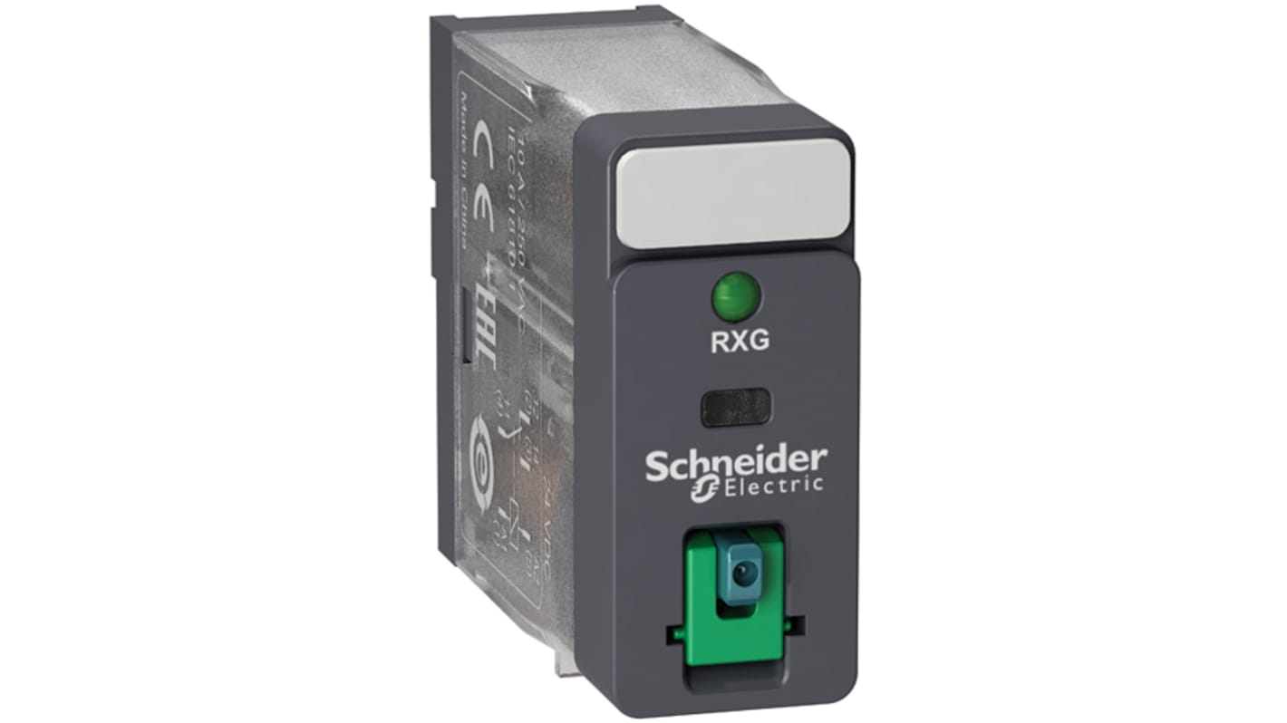 Relè di potenza Schneider Electric serie Harmony Relay RXG, SPDT, bobina 12V cc, A innesto