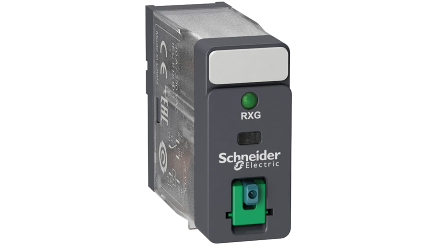 Relé de potencia sin enclavamiento Schneider Electric Harmony Relay RXG de 2 polos, DPDT, bobina 24V dc, 5A, enchufable