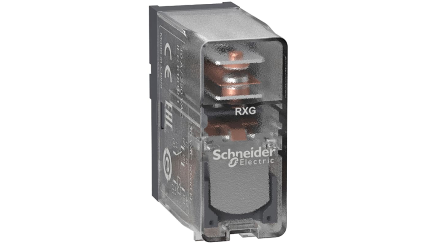 Schneider Electric Harmony Relay RXG  Monostabiles Relais, Steckrelais 1-poliger Wechsler 10A 230V ac Spule / 820mW