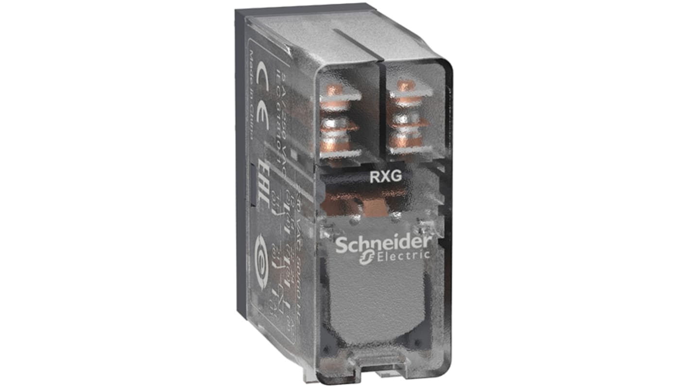 Schneider Electric Harmony Relay RXG  Monostabiles Relais, Steckrelais 2-poliger Wechsler 5A 24V ac Spule / 820mW