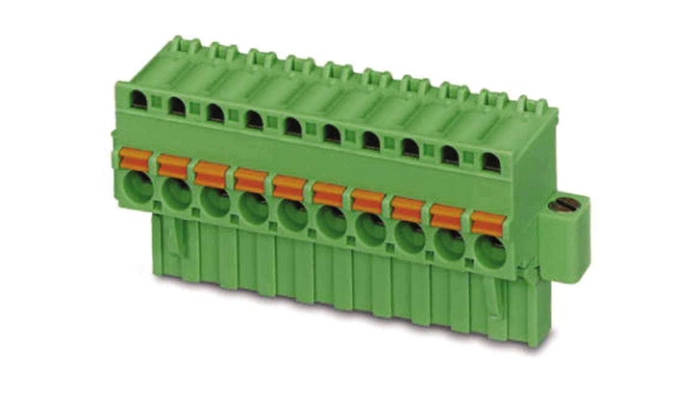 Phoenix Contact 5mm Pitch 2 Way Pluggable Terminal Block, Plug, Spring Cage Termination