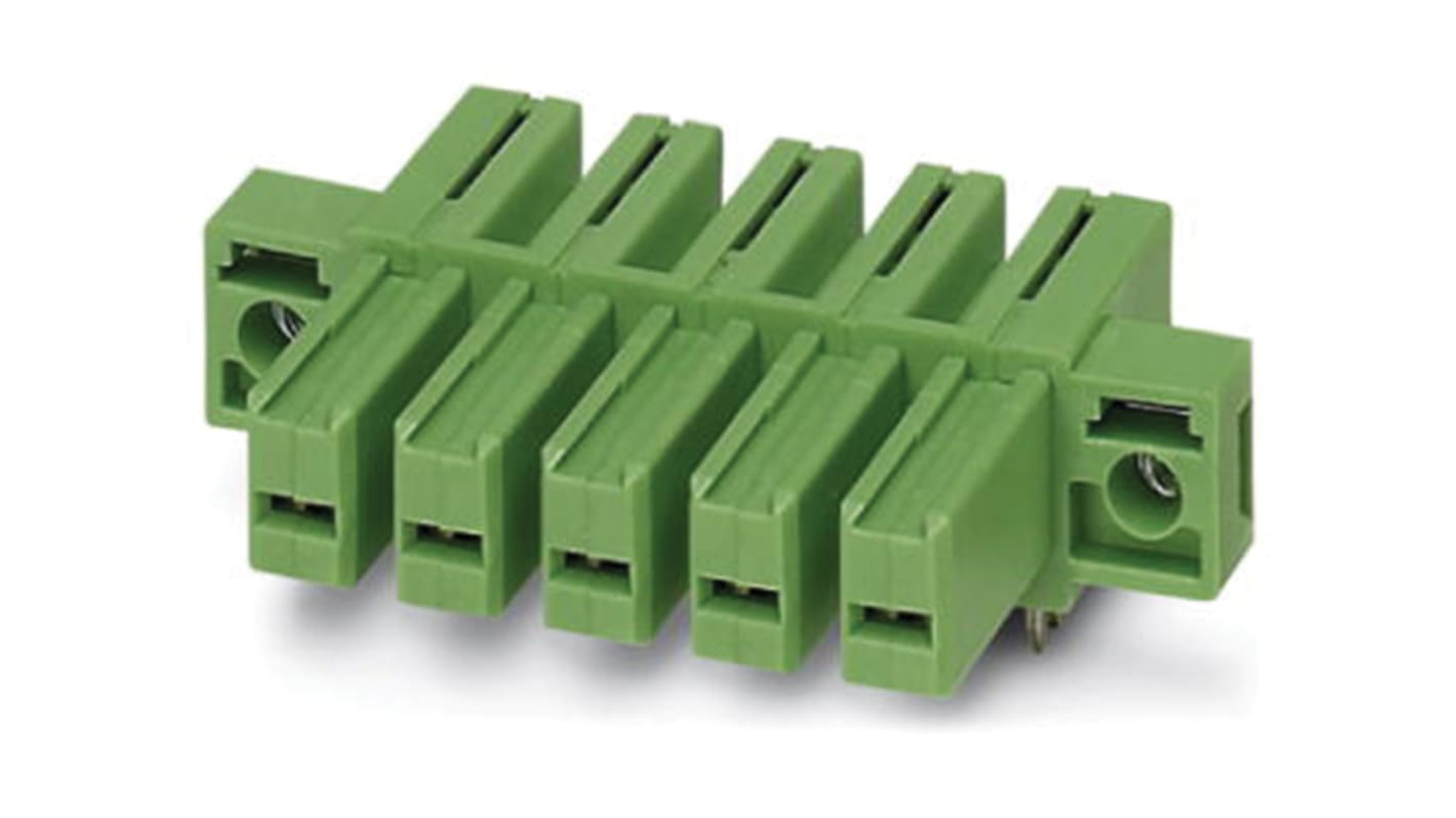 Phoenix Contact 7.62mm Pitch 8 Way Right Angle Pluggable Terminal Block, Inverted Header, Through Hole, Solder