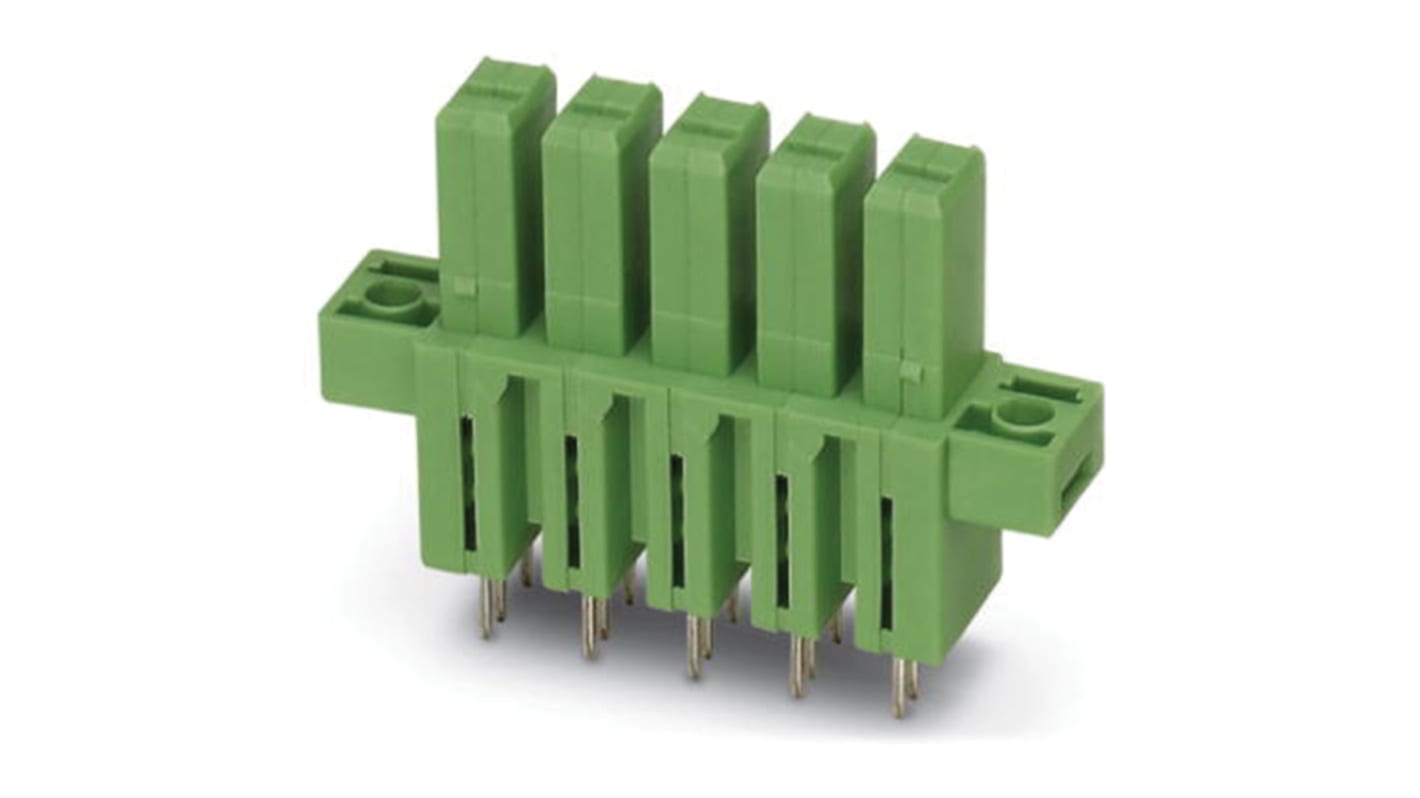Phoenix Contact 7.62mm Pitch 4 Way Vertical Pluggable Terminal Block, Inverted Header, Through Hole, Solder Termination