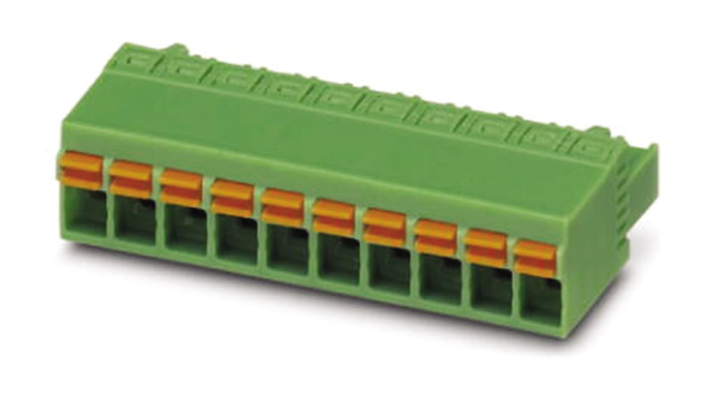 Phoenix Contact 5.08mm Pitch 3 Way Pluggable Terminal Block, Plug, Spring Cage Termination