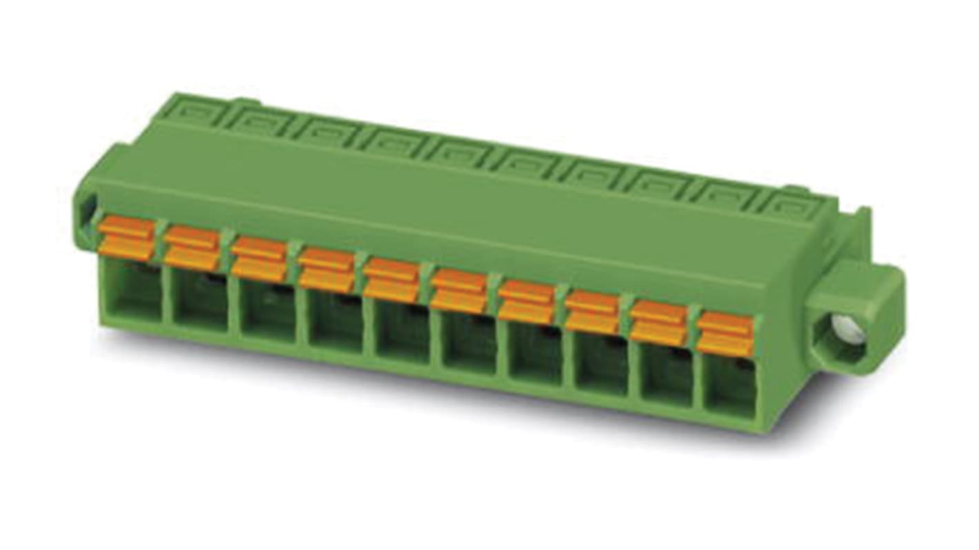 Borne enchufable para PCB Hembra Phoenix Contact de 7 vías , paso 5.08mm, 12A, de color Verde, terminación Mordaza de