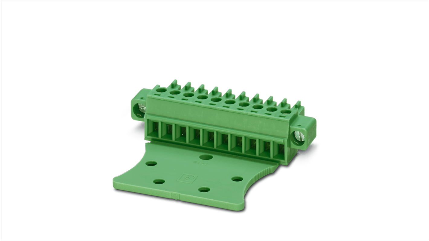 Borne enchufable para PCB Hembra Phoenix Contact de 16 vías, paso 3.81mm, 8A, de color Verde, terminación Tornillo