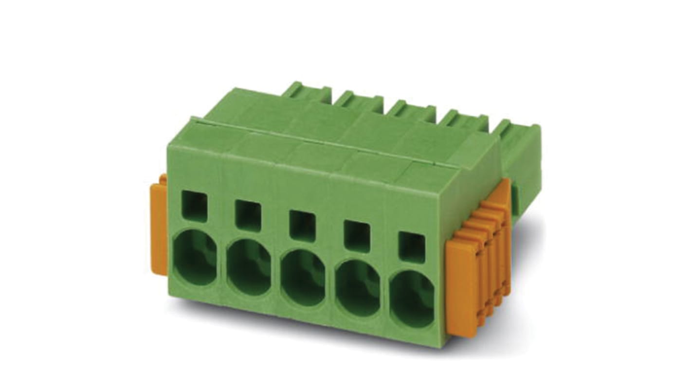 Phoenix Contact SPC 5/ 6-STCL-7.62 Series Pluggable Terminal Block, 6-Contact, 7.62mm Pitch, Spring Cage Termination