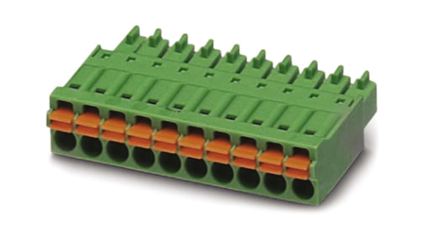 Phoenix Contact 3.5mm Pitch 15 Way Pluggable Terminal Block, Plug, Cable Mount, Spring Cage Termination