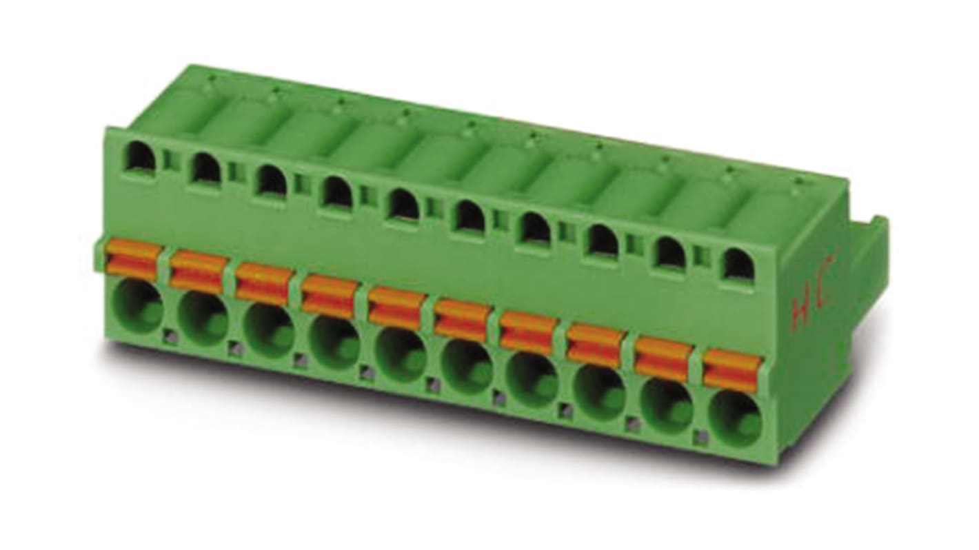 Phoenix Contact 5mm Pitch 3 Way Pluggable Terminal Block, Plug, Spring Cage Termination