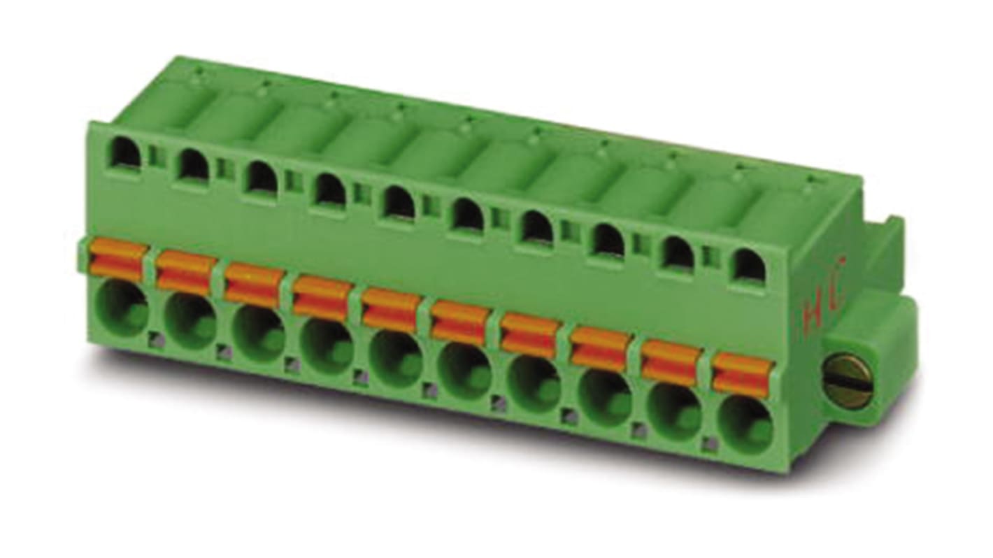 Phoenix Contact 5mm Pitch 3 Way Pluggable Terminal Block, Plug, Spring Cage Termination